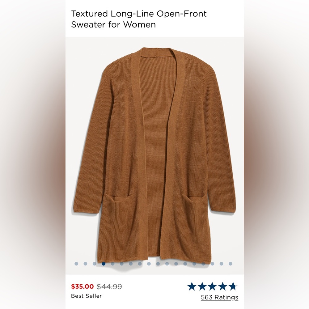 Textured Long-Line Open-Front Sweater for Women